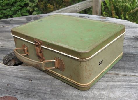 green metal lunch box|vintage metal lunch boxes.